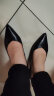 星期六（St&Sat）女鞋石头纹牛皮革通勤浅口猫跟单鞋 黑色（皮面） 36 实拍图