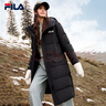 FILA 斐樂(lè )官方女士長(cháng)款羽絨服冬季新品休閑舒適保暖上衣連帽外套 正黑色-BK S 160/80A 曬單實(shí)拍圖