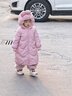 笛莎（DEESHA）童裝女童2024冬季新款女寶寶可愛糖果色三防中長款加厚連帽羽絨服 粉色 100 曬單實拍圖