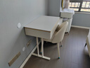 左客左家奶油風(fēng)書(shū)桌輕奢現代學(xué)生家用臺式電腦桌小型白色巖板辦公桌椅組合 杏色巖板書(shū)桌0.8米+椅子 曬單實(shí)拍圖