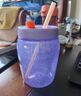 特百惠（Tupperware）吸吸罐550ml帶吸管杯子夏季自制飲品奶昔塑料水杯子直飲高顏值杯 冰沙紫550ml 曬單實(shí)拍圖