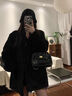 DXOT韓系黑色毛茸茸冬季保暖外套女秋冬季2025新款感加厚加絨短款上衣 黑色 M 45/55kg 曬單實(shí)拍圖