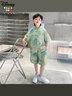 迪士尼（Disney）男童漢服夏裝古風(fēng)帥氣短袖兒童中國風(fēng)超仙套裝男寶寶周歲禮服古裝 遠山黛 薄款 130 尺碼7~8歲 【120-130cm】 曬單實(shí)拍圖