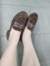 蹀愫情人節季新款美拉德棕色樂(lè )福鞋復古風(fēng)增高深口樂(lè )福單鞋TA54524-53 墨棕啡色/深咖啡色 38 240mm 曬單實(shí)拍圖