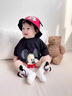 G.DUCKKIDS童裝新生兒連體衣夏季包屁衣嬰兒純棉周歲禮服男女寶寶哈衣爬服 黑色米奇三件套（帽子+襪子） 66cm 建議3-6個月10斤-13斤 曬單實拍圖