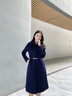威世品職業(yè)裝毛呢大衣女冬中長(cháng)款加厚呢子外套售樓部酒店前臺工裝工作服 藏藍色(加棉) 加厚 L 曬單實(shí)拍圖