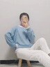 LPOX棉春秋新款假兩件衛(wèi)衣女學(xué)生寬松顯瘦韓版短款長袖圓領(lǐng)百搭上 淺藍(lán)色 M (建議斤內(nèi)) 曬單實拍圖