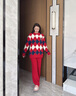 TEENIE WEENIE小熊睡衣女款2024圣誕裝加厚保暖居家服套裝韓版可愛(ài)格子長(cháng)袖 紅色菱格 均碼 曬單實(shí)拍圖