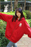 BJHG不計(jì)后果秋美式連帽運(yùn)動(dòng)衛(wèi)衣外套女潮牌高級(jí)感OVERSIZE情侶裝上衣 酒紅色 M 曬單實(shí)拍圖