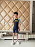 美津濃（MIZUNO）兒童泳衣男孩連體平角防曬沖浪潛水服速干溫泉游泳裝備AB411黃140 曬單實(shí)拍圖