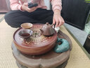 古歌元作干濕泡黃銅茶盤茶托儲水式家用圓形小型茶托簡易茶臺茶承茶具茶洗 【銅鼓】褐色-大號260*71mm 曬單實拍圖