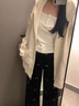 棉致重磅碎花連帽衛(wèi)衣女春秋冬季新款寬松加絨韓版美式山東開(kāi)衫外套 杏色【999常規(guī)高品質(zhì)31.5】 L 110-125斤 曬單實(shí)拍圖