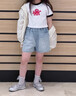 哈羅小黃鴨HAL.DUCK女童夏季短褲子中大女孩夏裝兒童休閑五分七分牛仔中褲潮洋氣8歲9 淺藍色 120 cm 曬單實拍圖