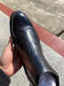 NIUPILI切爾西男靴商務(wù)高幫皮鞋加絨布洛克套腳英倫手工尖頭牛皮靴短靴子 黑色皮里 40 曬單實(shí)拍圖