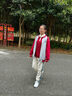 La Chapelle Sport拉夏貝爾polo領(lǐng)衛(wèi)衣女春秋季寬松百搭休閑學(xué)院風(fēng)撞色華夫格上衣服 酒紅色(熊仔口袋胸標(biāo)) L /170(推薦115-130斤) 曬單實(shí)拍圖