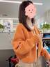 妃莉杋（FeiLiFan）休閑褲女裝套裝2024新款秋季茶系穿搭一整套小個子時尚減齡兩件套 橘色毛衣+米杏色休閑褲 M 曬單實拍圖