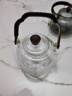 容山堂鑲銀玻璃煮茶壺耐熱燒水壺電陶爐圍爐煮茶套裝蒸茶器養生壺泡茶壺 錦鯉祈福平光壺+小圓玄黑色 1L 曬單實(shí)拍圖