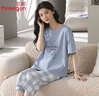三槍?zhuān)═HREEGUN）睡衣女夏季純棉薄款短袖七分褲甜美家居服夏天可外穿全棉時(shí)尚套裝 230 XL 女(建議120-140斤) 曬單實(shí)拍圖