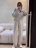 妍莉芬（yanlifen）衛(wèi)衣女裝春季2025年穿搭衣服一整套韓版休閑外套運(yùn)動(dòng)外套兩件套裝 卡其上衣+卡其闊腿褲 L【100-120斤】 曬單實(shí)拍圖