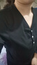 緣夢(mèng)韻2025春夏季薄款長(cháng)袖v領(lǐng)t恤女白色打底衫黑色秋衣韓版內搭體恤上衣 洋氣黑色紐扣 3XL _建議135-150斤 曬單實(shí)拍圖