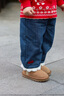 幼歌（YOUGE）嬰幼兒冬季新款幼歌櫻桃毛條闊腿褲柔軟有型加絨牛仔褲 牛仔藍(lán) 90 cm 曬單實(shí)拍圖