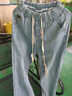 Jret直筒牛仔褲女松緊腰大碼胖mm梨型身材顯瘦闊腿褲子春夏裝 淺藍(lán)色 26 【建議80-90斤】 曬單實(shí)拍圖