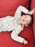蕉內301H兒童睡衣男女童純棉家居服套裝透氣大童寶寶長(cháng)袖不悶汗春秋季 灰綠葉子 110 曬單實(shí)拍圖