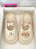 巧丂可愛(ài)卡通小魚(yú)洞洞鞋女斷碼清倉甜美蝴蝶結踩屎感半拖鞋外穿防滑 米白 36-37 （偏大一碼） 曬單實(shí)拍圖