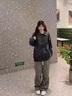 晗鯊扎染燈芯絨褲子男秋季美式休閑褲男秋冬加絨直筒闊腿運動(dòng)衛褲長(cháng)褲 綠色 XL （130-150斤） 曬單實(shí)拍圖