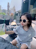 迪士尼（Disney）童裝女童夏季套裝2025新款洋氣兒童衣服女寶寶蕾絲花邊短袖兩件套 灰色 90 建議1~2歲（80-90cm） 曬單實拍圖