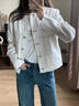 熙世界sllsky小香風(fēng)白色牛仔外套女2025春裝新款重工明線短款?yuàn)A克上衣 椰子白-圓領(lǐng)款 XL 曬單實(shí)拍圖