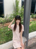 Mandy Zhang法式粉白格紋千金名媛小香風(fēng)連衣裙女夏季高級(jí)氣質(zhì)裙子 草莓杏仁格 S 160/84A 曬單實(shí)拍圖