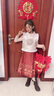 G.duck馬面裙女童套裝秋冬長(cháng)袖兒童漢服國風(fēng)改良唐裝女寶寶古裝裙子 紅色三件套（毛衣+馬甲+裙子） 100(身高90-100cm年齡3-4歲) 曬單實(shí)拍圖