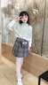 小豬彼特女童半身裙秋冬兒童冬裝小女孩毛呢短裙中大童裙子格子百褶裙洋氣 1530杏色 120 cm 曬單實(shí)拍圖