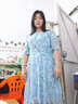 NUKM大擺中長款雪紡連衣裙女2025新款V領短袖海邊度假拍照長裙到腳踝 02花（當天發(fā)貨 3XL  130-140斤左右 偏小卡碼拍大一碼 曬單實拍圖