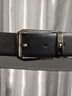 老車(chē)輪男士皮帶不帶頭菲拉萬(wàn)寶高檔正宗頭層牛皮打孔針扣無(wú)頭真皮男腰帶 3.4CM_打孔款/黑+黑_平紋 110cm 曬單實(shí)拍圖