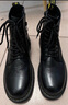 百麗潮搭馬丁靴男商場同款牛皮褶皺英倫風(fēng)工裝靴8CM01DD3 黑色-單里 39 (245mm) 曬單實拍圖