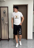 AEMAPE短袖T恤男士高端絲光棉夏季潮流修身圓領(lǐng)半袖體恤上衣 白色M 曬單實(shí)拍圖