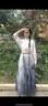 韓璐嬌（hanlujiao）馬面裙全套新中式連衣裙女裝2024春秋新款國風改良旗袍明制漢服女 白色立領(lǐng)襯衣+書法馬面裙 M 曬單實拍圖