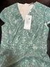 PORTS寶姿女裝2024春夏新款時(shí)尚優(yōu)雅鏤空設計印花刺繡V領(lǐng)連衣裙 綠色 XS （2） 曬單實(shí)拍圖