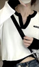 FSHE長袖v領(lǐng)打底衫女內(nèi)搭早春女裝設(shè)計(jì)感毛衣溫柔上衣修身新款針織衫 白色 均碼 彈力建議[75-120斤] 曬單實(shí)拍圖