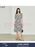 LILY夏新款女裝法式浪漫印花優(yōu)雅氣質(zhì)V領(lǐng)高腰顯瘦A字連衣裙女 604米白 M 曬單實(shí)拍圖