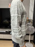 卡賓（CABBEEN）【撞色條紋】刺繡斑點毛衣男2024秋冬新款寬松潮牌情侶針織衫 淺花灰26 XL /180/52 曬單實拍圖