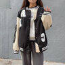 棉致美式復古棒球服外套少女春秋2024新款初中高中學(xué)生薄款ins潮上衣 黑色 XL 曬單實(shí)拍圖