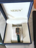 尼尚（Nesun）【進(jìn)口機(jī)芯】女士手表小表盤方形送女友 石英手表女 送老婆禮物 綠帶 曬單實(shí)拍圖
