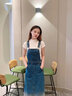 VEROMODA連衣裙2024早春新款休閑舒適含棉背帶牛仔裙女 J3B牛仔藍(lán)色 S 曬單實(shí)拍圖