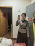 珂萊蒂爾冬季英倫風(fēng)氣質(zhì)千鳥(niǎo)格假兩件連衣裙女 灰橙 M 曬單實(shí)拍圖