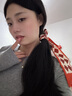 虔生緣紅色發(fā)帶絲巾飄帶綁發(fā)扎發(fā)帶復(fù)古綁包包裝飾綁帶絲帶頭飾禮物 紅色-菱形格 曬單實拍圖