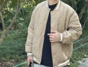 GENIOLAMODE棉服男冬季加絨加厚防寒保暖撞色棒球領(lǐng)男生面包服棉襖 灰綠 2XL 曬單實拍圖