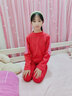 活力四射兒童保暖內衣套裝本命年校服神器蛇年大紅色中大童女童秋衣秋褲 T9400-紅色本命年 150cm 曬單實(shí)拍圖